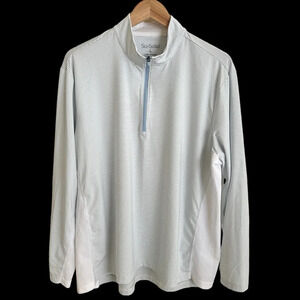 Sansoleil Large Blue Stripe quarter zip Pullover Shirt UPF 50 Sun Protection